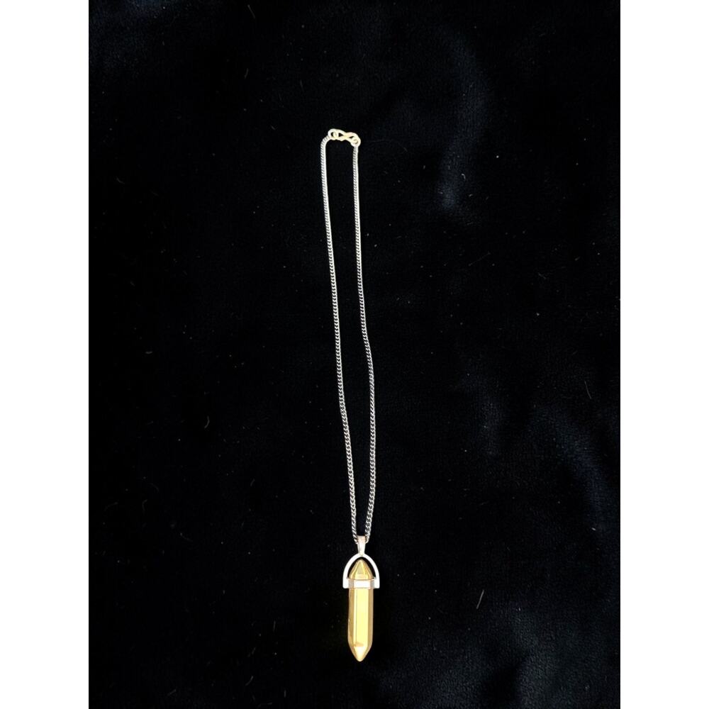 Golden Yellow Prism Pendant Necklace | Crystal-Style Glass Handmade